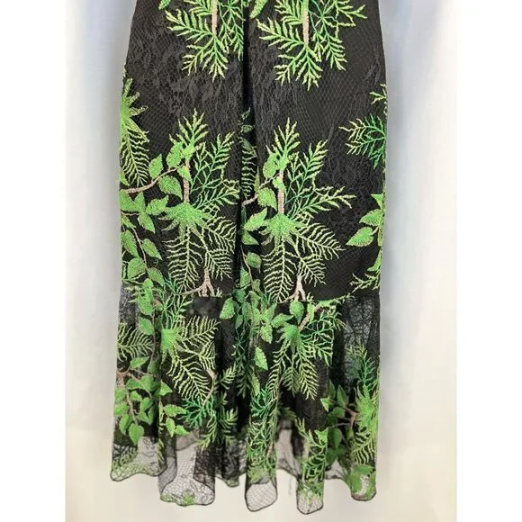 NEW Tadashi Shoji Dakar Green Lace Midi Dress $498